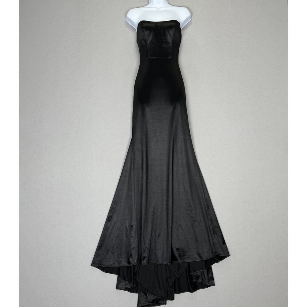 Ieena Mac Duggal Strapless Satin Evening Gown Womens 0‎ Black Mermaid Prom Gala